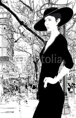 illustration of an elegant lady in Paris
