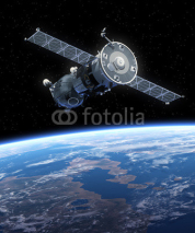 Fototapety Spacecraft "Soyuz" Orbiting Earth.