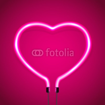 Neon Valentines heart on pink background