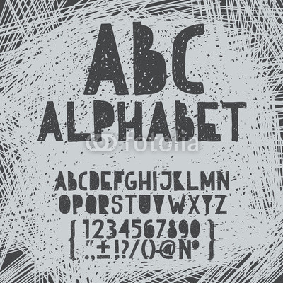 Chalk hand draw doodle abc, alphabet grunge scratch type font