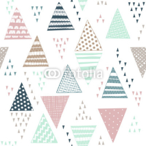 Fototapety Seamless pattern with decorative hand-drawn triangles.
