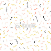 Fototapety Memphis line seamless pattern. Gold pattern for fashion and wallpaper. Memphis style fabric, fashion, prints. Vector illustration.