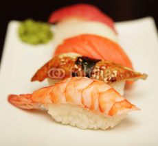 Naklejki Sushi  on a white plate.