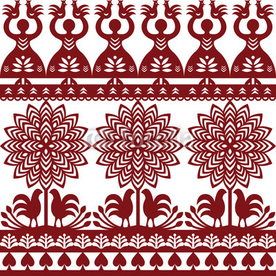 Seamless Polish folk art pattern Wycinanki Kurpiowskie - Kurpie Papercuts