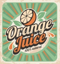 Naklejki Orange juice retro poster