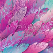 Naklejki Seamless background of iridescent pink feathers, close up