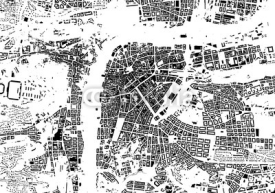 Naklejki Prague black white city plan - street texture