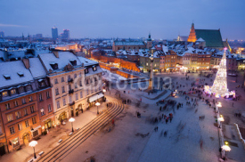 Fototapety City of Warsaw by Night in Poland