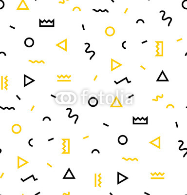 Seamless patterns in yellow colors with geometric elements. Patern hipster style. Paterna suitable for posters, postcards, fabric or wrapping paper