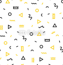Naklejki Seamless patterns in yellow colors with geometric elements. Patern hipster style. Paterna suitable for posters, postcards, fabric or wrapping paper