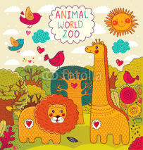 Obrazy i plakaty Vector illustration with animals