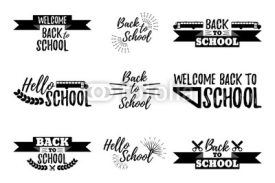 Naklejki Set of School Typographic - Vintage Style Back to School.