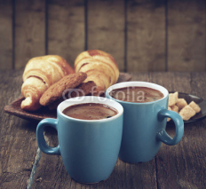 Naklejki fresh morning coffee with bakery