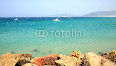 Panoramic view of the beach and ocean in Tarifa Spain