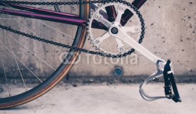 Road bicycle and concrete wall, urban scene vintage style