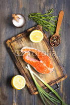 Fototapety Salmon, lemon and spices.