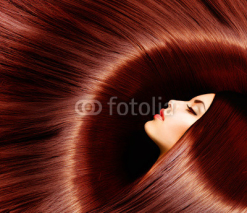 Naklejki Healthy Long Brown Hair. Beauty Brunette Woman