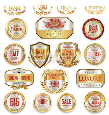 Premium and luxury golden retro badges and labels collection