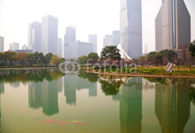 Obrazy i plakaty Shanghai Lujiazui at city park buildings backgrounds streetscape