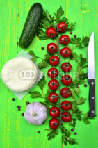 Fototapety Ingredients for greek salad.