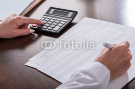 Naklejki Woman doing her accounting