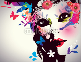 Fototapety Girl with mask/Vector illustration