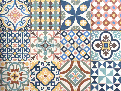 colorful, decorative tile pattern patchwork design
