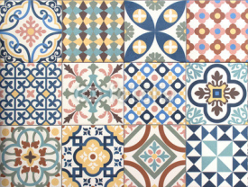 Naklejki colorful, decorative tile pattern patchwork design