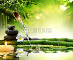 Fototapety spa stones in garden with flow water
