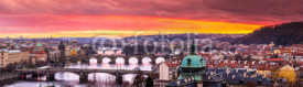 Naklejki Bridges in Prague over the river at sunset