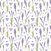 Obrazy i plakaty Lavender flower illustrations. Watercolor seamless pattern