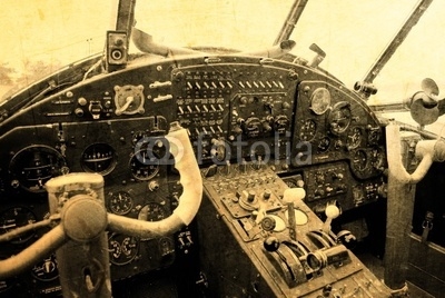 Cockpit of an old biplane