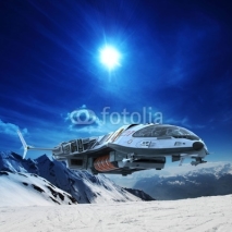 Fototapety spaceship in snow planet