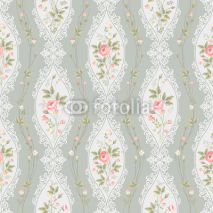 Fototapety seamless floral pattern with lace and rose borders