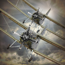 Fototapety Retro style picture of the biplanes. Transportation theme.