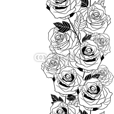 Floral background with roses. Vector seamless pattern.