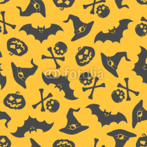 Obrazy i plakaty Seamless vector pattern - halloween pumpkins on orange backgroun