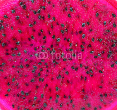 Close up view of red dragon fruit slice