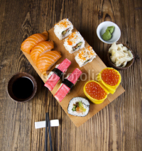Naklejki Asia and food on sushi