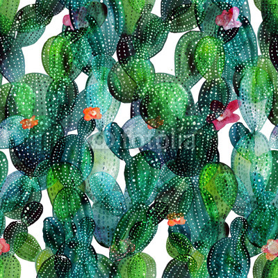 Cactus pattern in watercolor style