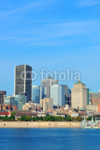 Montreal city skyline over river