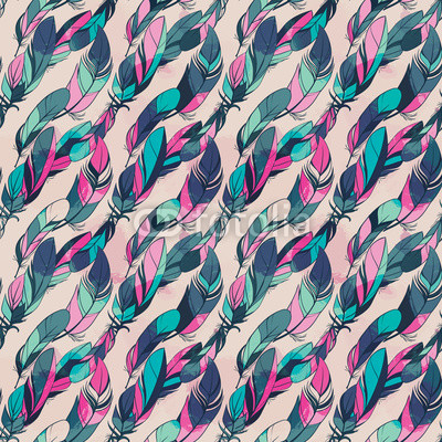 Vector seamless pattern with feathers