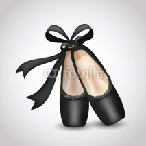 Obrazy i plakaty Illustration of realistic black ballet pointes shoes
