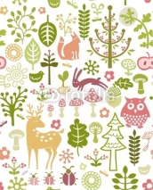 Naklejki seamless forest pattern