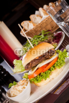Fototapety Cheeseburger with cole slaw