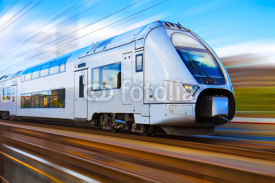 Naklejki Modern high speed train with motion blur