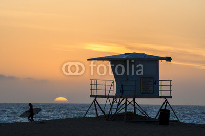 huntington Beach surfer sunset