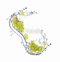 Obrazy i plakaty Fresh fruits falling in water splash, isolated on white backgrou