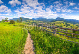 Naklejki Beautiful summer landscape in the mountains village