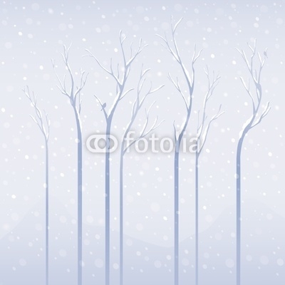 Dried trees in the winter with heavy snow
